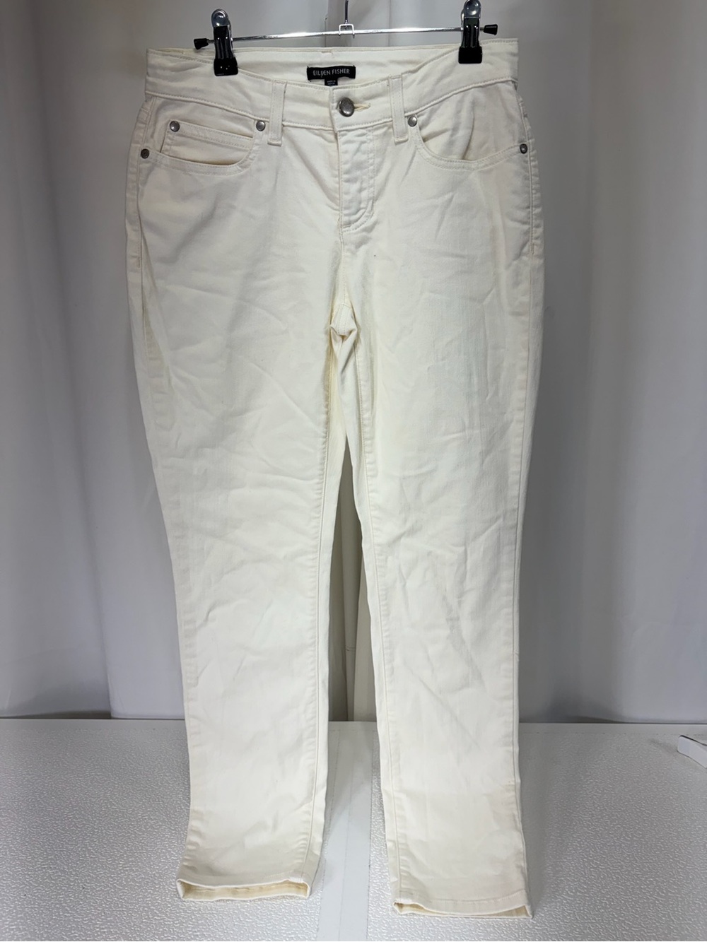 Eileen Fisher Off-White Straight-Leg Jeans 3967
